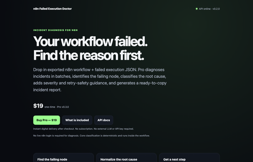 n8n Failed Execution Doctor Pro — batch workflow debugging utility